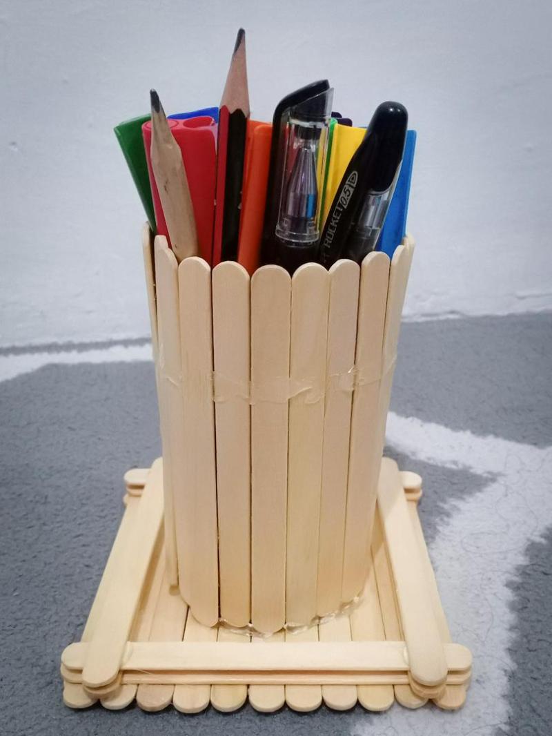 Cara Membuat Tempat Pensil Dari Stik Es Krim Berbentuk Kotak Fbiorid